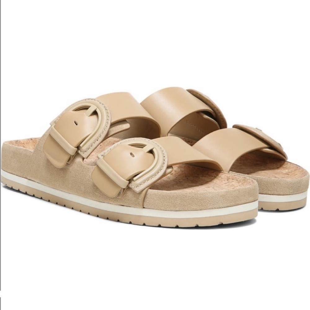 Tan leather and suede Vince Glyn Slides size 39 in great condition.